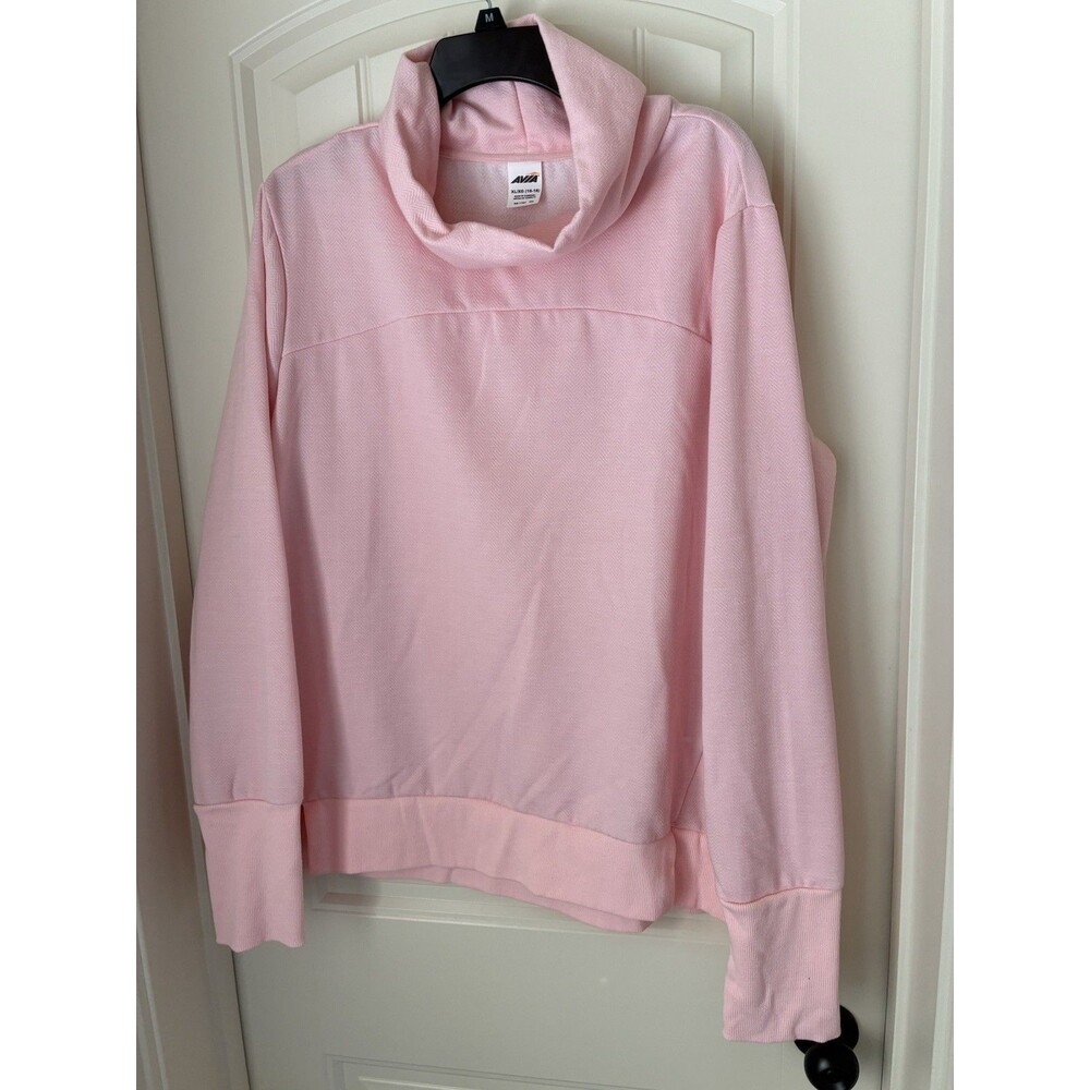 Avia Sweatshirt Womens XL Pink Funnel Neck Thumbhole Fleece Pullover
